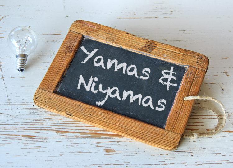 yamas and niyamas, yamas, niyamas, chalk board